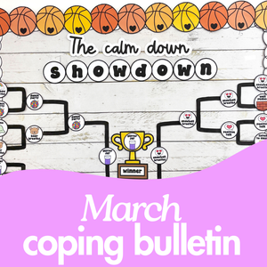 March Coping Skills Basketball Bracket Competition Bulletin Board for Self-Regulation